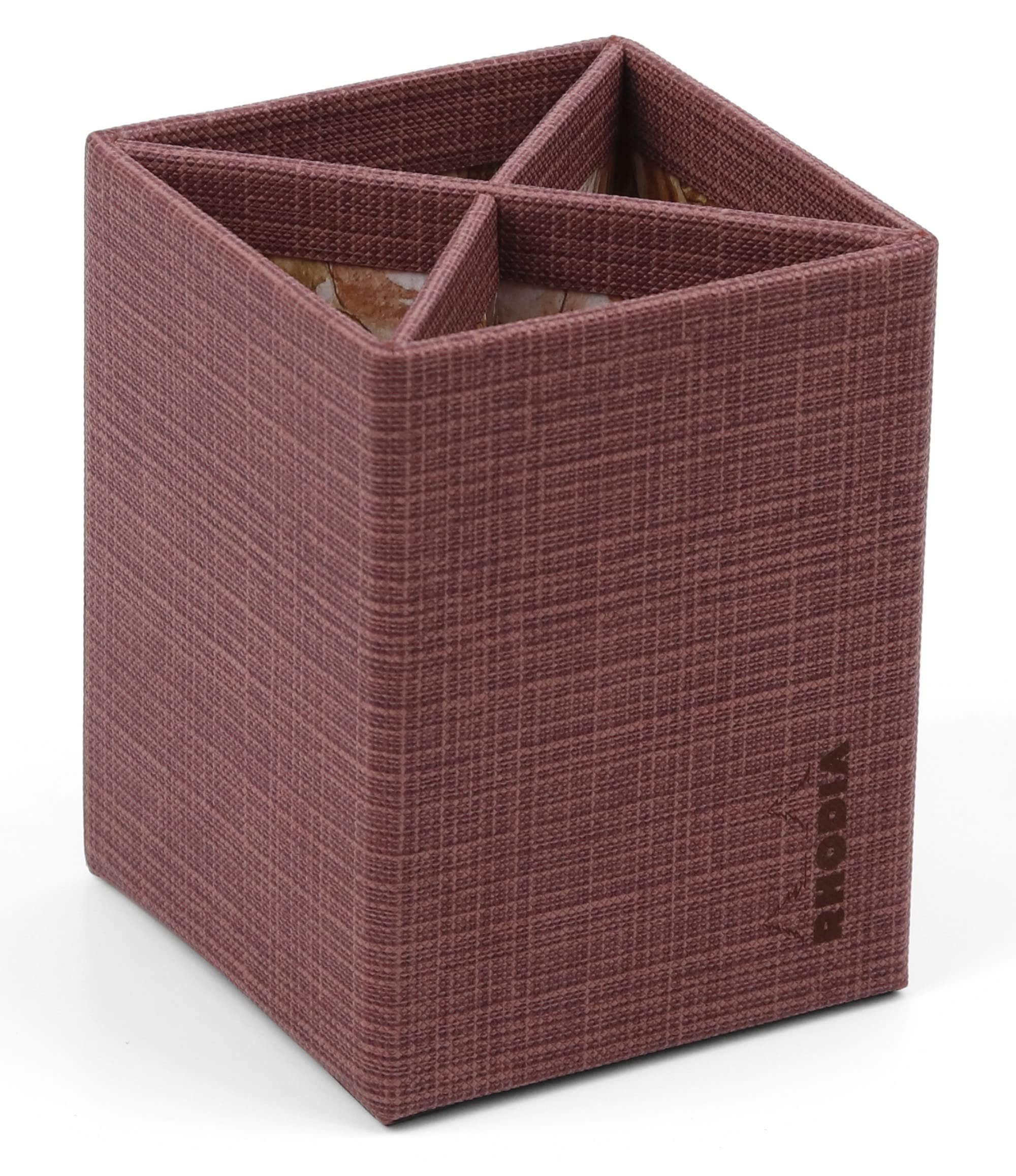 RHODIA 120036C - Pencil cup - 8 x 8 x 11 cm - 4 compartments - Amaranth and Floral print - Faux leather/printed interior - Orange Botanique collection — image 1