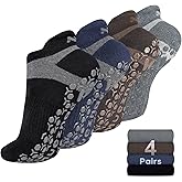 Muezna Men's Non-Slip Yoga Socks, Anti-Skid Pilates, Barre, Bikram Fitness Hospital Slipper Socks with Grips