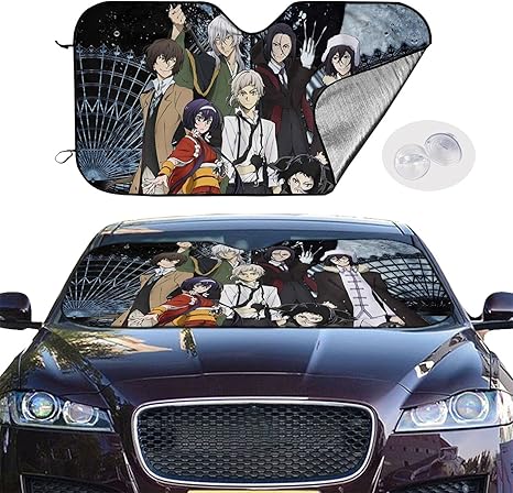 Amazon 文豪ストレイドッグス カーフロント フロントシェード 凍結防止 夏冬兼用 カバー 車用 サンシェード 防水 雪対策 カー用品 プライバシー保護 車中泊 仮眠 盗難防止 車カバー 130x70cm 車 バイク 車 バイク