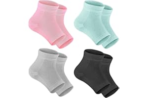 Selizo 4 Pairs Moisturizing Heel Socks for Women, Cracked Heel Socks Gel Heel Socks Callus Remover Socks Open Toe Socks Crack