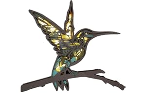 TIVISIY 3D Wooden Animals Carving LED Night Light, Wood Carved Lamp Modern Festival Decoration Home Decor Desktop Desk Table Living Room Bedroom Office Farmhouse Shelf Statues Perfect Gifts (Hummingbird)