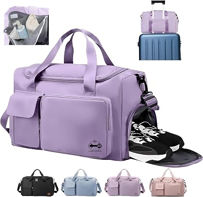 Carry Fitness Sports Gym Bag Duffle with Shoes Compartment 37L Purple