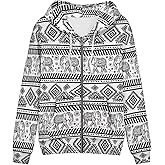 Biyejit Women's Novelty Print Zip Up Hoodies Long Sleeve Hooded Sweatshirt Jacket with Pocket