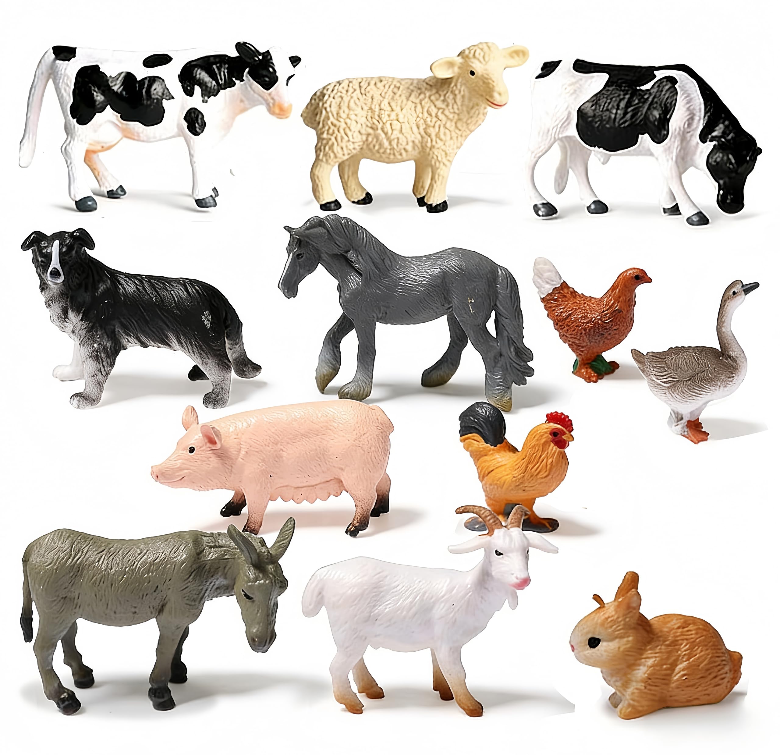 13Pcs Farm Animals Figures, 13Pcs Kids Farm Animal Toys, Mini Plastic Farm Animals Figures for Party, Educational Playset, Farm Yard Play Sets