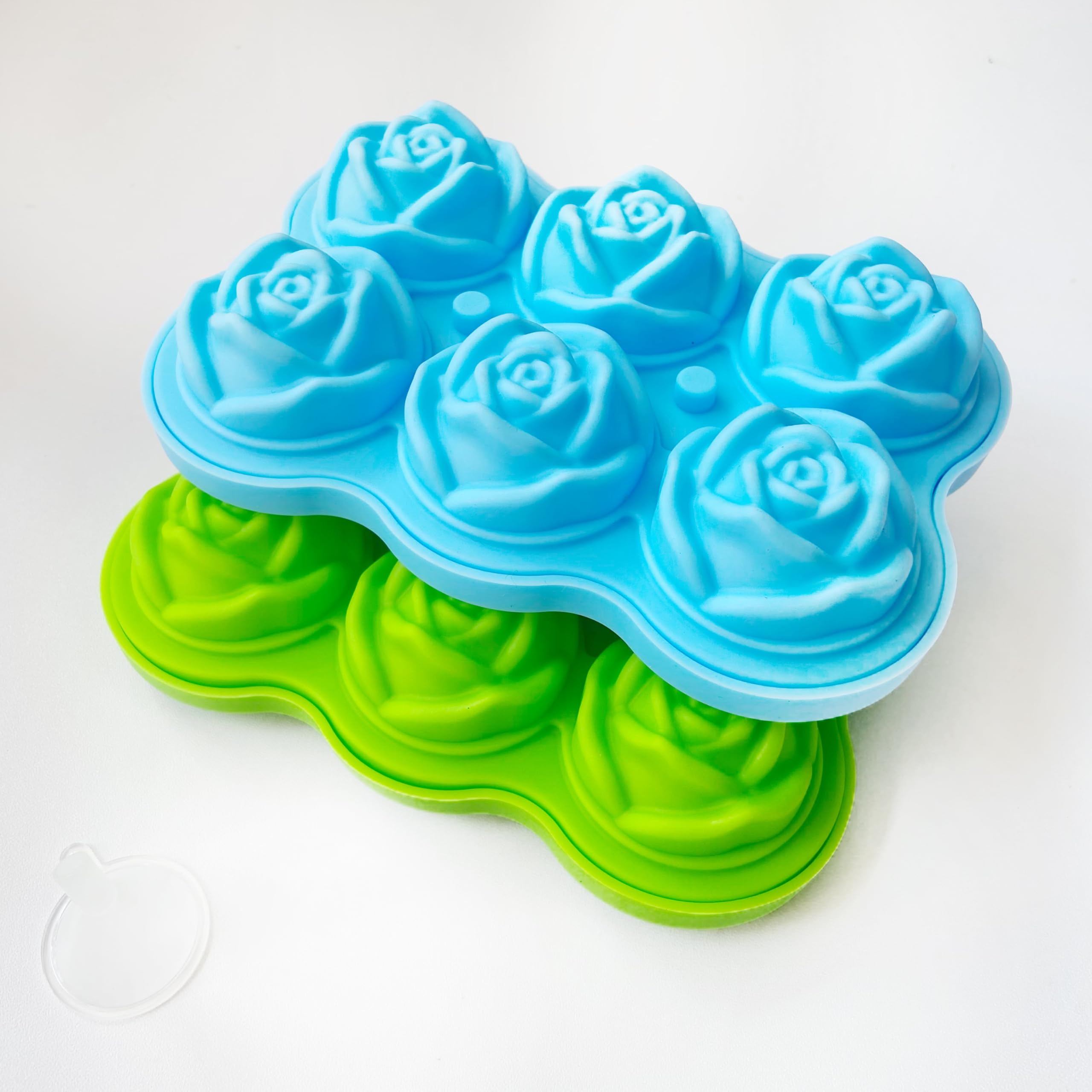 Ice Cube Molds Trays KANGRUI 2pack 6 Cavity Silicone Rose Ice Ball Maker Easy Release Large Ice Cube Form for Chilled Cocktails, Whiskey Bourbon & Homemade Juice (Blue Green)