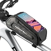 ROCKBROS Bike Bag Phone Mount Bag Bicycle Accessories Pouch, EVA Waterproof Bike Phone Holder Top Tube Front Frame Bag Handlebar Bags Compatible Phones Under 6.8”