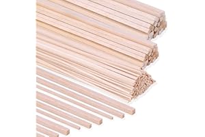 PIKLODO 222 Pieces Wood Strips Balsa Square Wooden Dowels 1/8 Inch, 3/16 Inch, 1/4 Inch, Square Dowel Rods 12 Inch Hardwood Unfinished Wood Sticks for Crafts DIY Projects Models Making Supplies