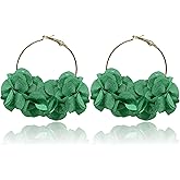 T-ztoss Colorful Flower Earrings for Women White Floral Hoop Earrings Camellia Dangle Earrings