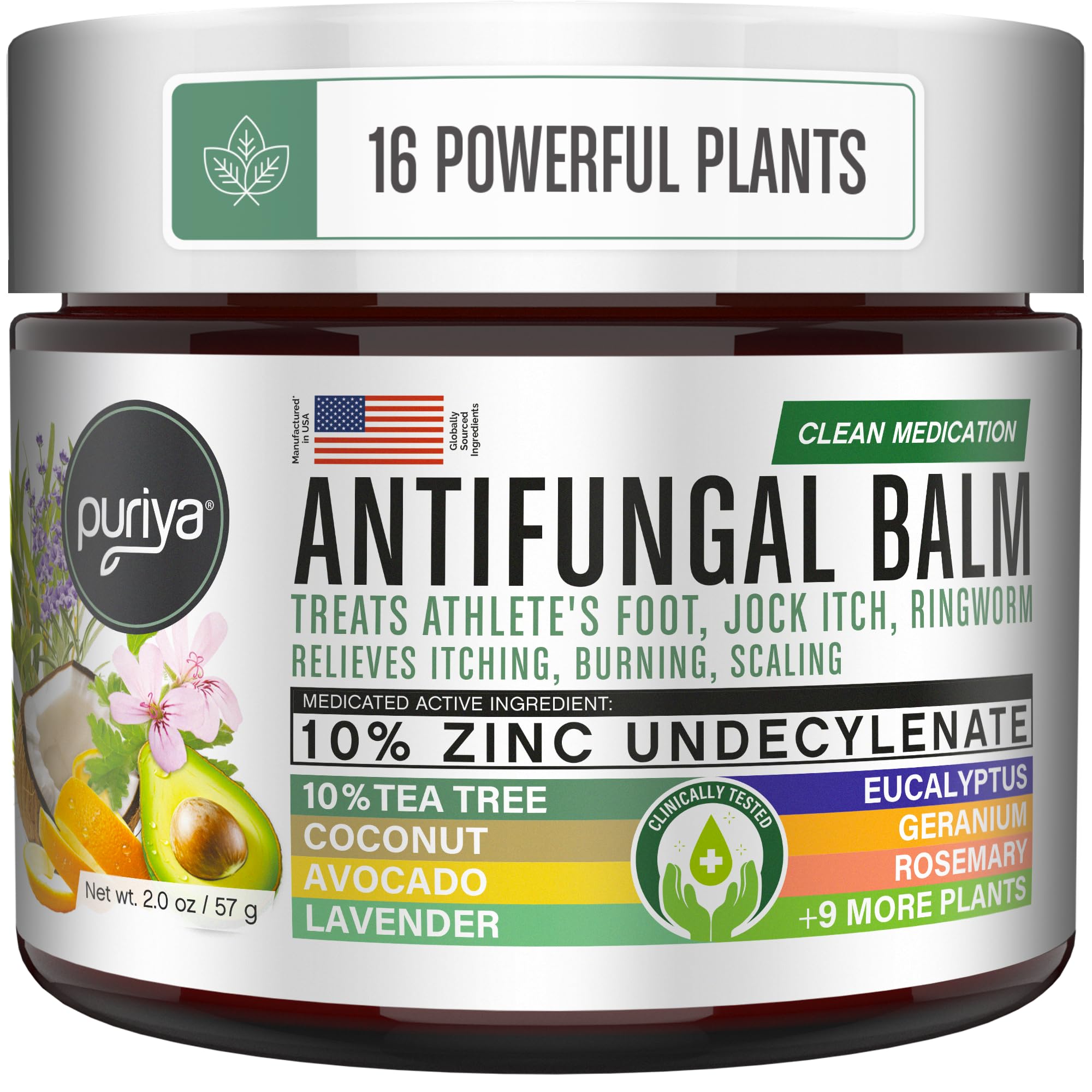 Puriya Clinically Proven Antifungal Cream for Skin Fungus, Extra-Strength Athletes Foot Cream Treatment, Jock Itch, Ringworm Treatment for Humans, Anti Fungal Itchy Skin Relief with Tea Tree Oil