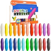 YPLUS Toddler Crayons, 24 Washable Easy-Grip Peanut Crayons for Kids Age1-3 | Easy to Hold Washable Crayons for Kids, Mess Free Unbreakable Crayon Gifts, No toxic Coloring Gifts for Preschool Supplies