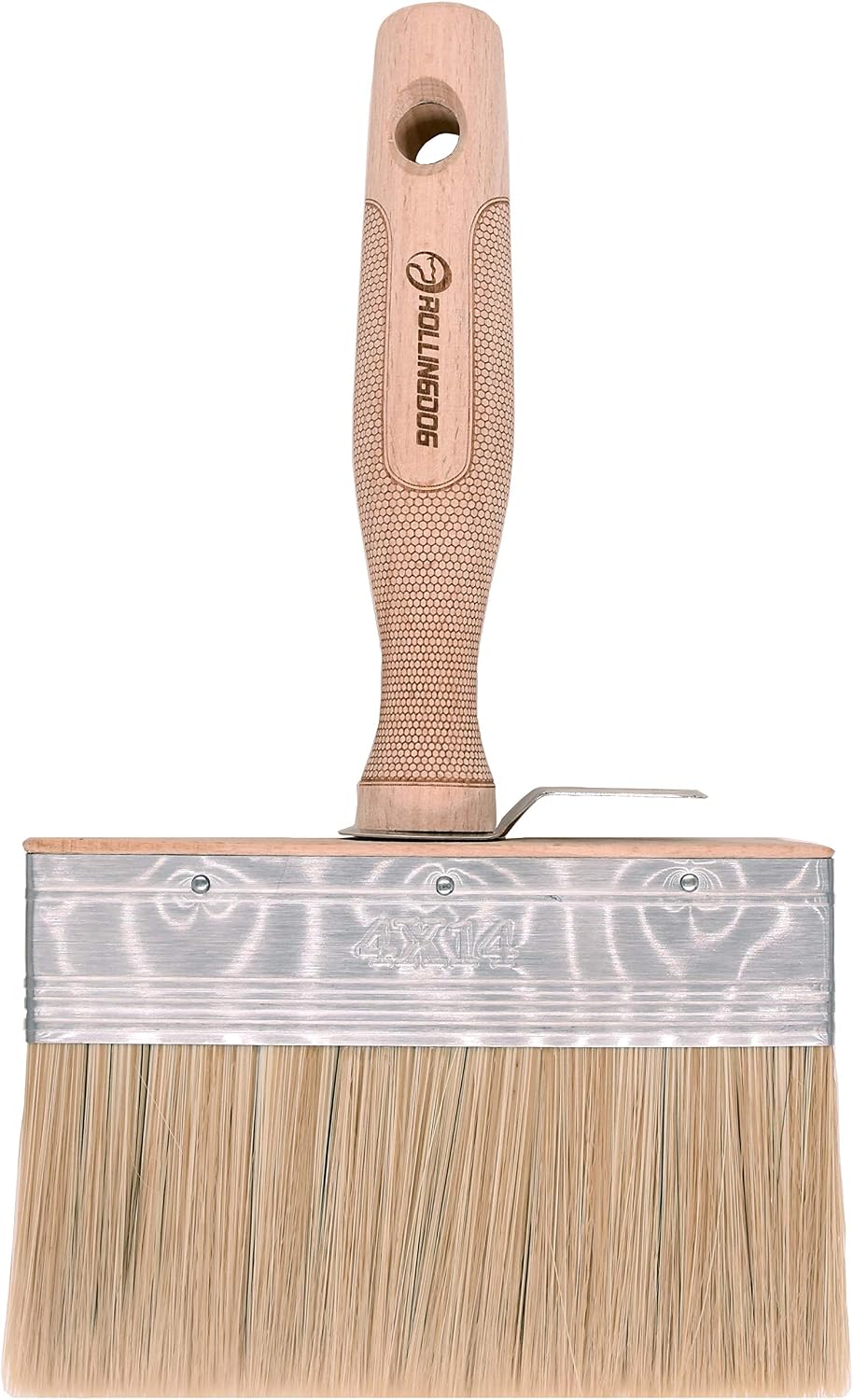 ROLLINGDOG Fence Paint Brush, 5.5" Decking Paint Brush with Long Handle for Wood Masonry Paint Brush, Limewash Brush