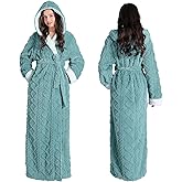 Oksun Womens Long Fleece Robe: Soft Fluffy Jacquard Warm Hooded Bathrobe