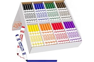 Aigybobo 200 Count Washable Markers Bulk, 8 Assorted Colors, Broad Line Conical Tip Coloring Marker for Kids, Markers Bulk Pack for Classroom, School Art Supplies & Back to School Supplies