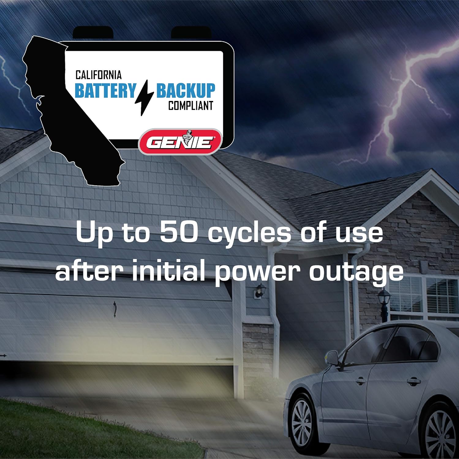 Genie Chain Drive 750 3/4 HPc Garage Door Opener w/Battery Backup - Heavy Duty Chain Drive - Operate your garage door when the primary power is out - Wireless Keypad Included, Model 7035-TKV, BLACK - - 