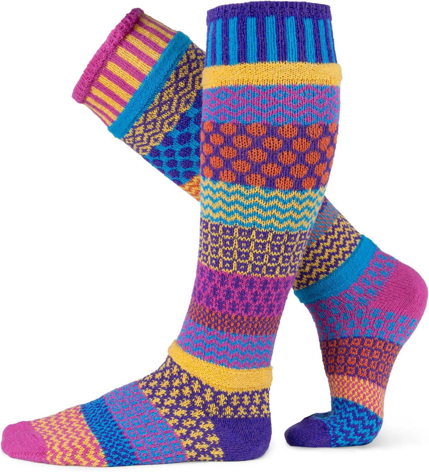 Solmate Socks - Mismatched Knee High Socks, USA Made with Recycled Cotton Yarns