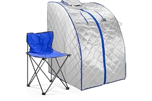 Durasage Infrared IR Far Portable Indoor Personal Spa Sauna with Heating Foot Pad and Chair, X-Large, Silver