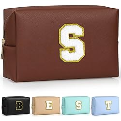 TOPEAST Initial Cosmetic Bag for women, Preppy
