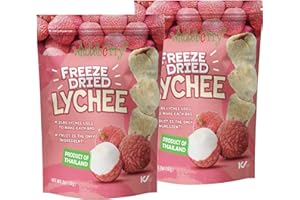 Wholeberry Freeze Dried Lychee 2oz Freeze Dried Fruit Snack Perfect for Smoothies, Baking, Yogurt & Tea - 100% Natural Ripe Fruit from Thailand, No Sugar Added - Pack of 2