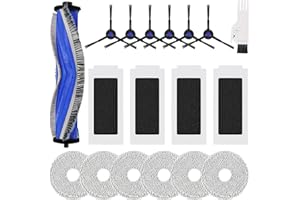 VIEWALL 18 Replacement Parts for ECOVACS DEEBOT T30S/T30S Pro Vacuum and Mop Accessories Kit, 1 Main Brushes, 6 Side Brushes, 6 Mop Cloth Pads, 4 HEPA Filters, 1 Cleaning Tool