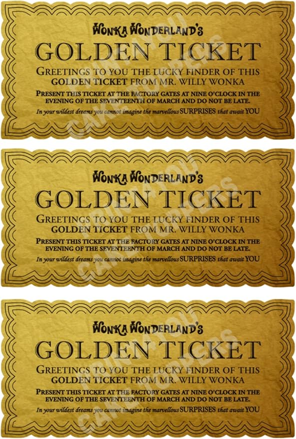 A4 Icing Sheet Cake Toppers Handbag 3 x Willy Wonka