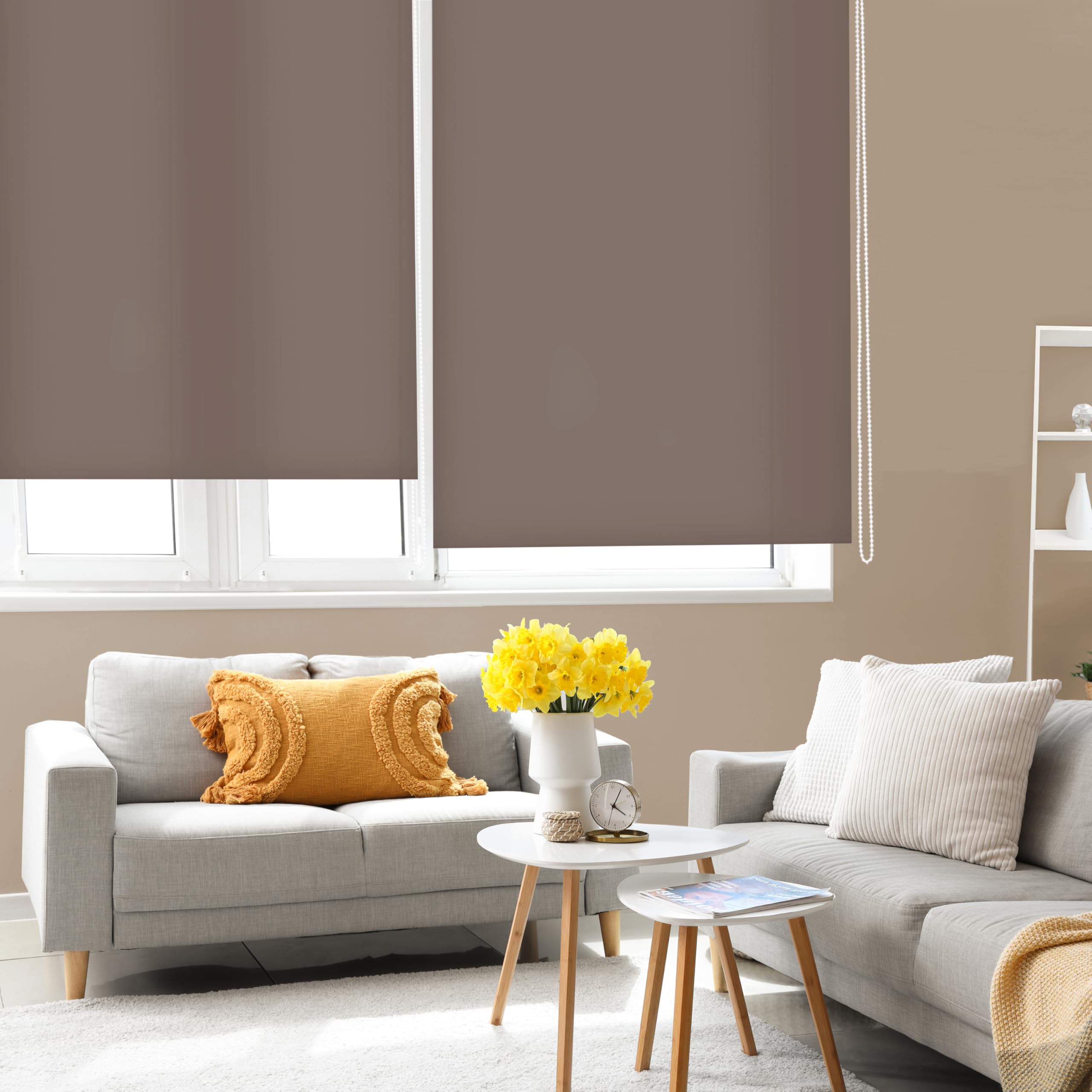 Blindecor Ara - Plain translucent roller blind, brown, 140x175 cm (width x height)