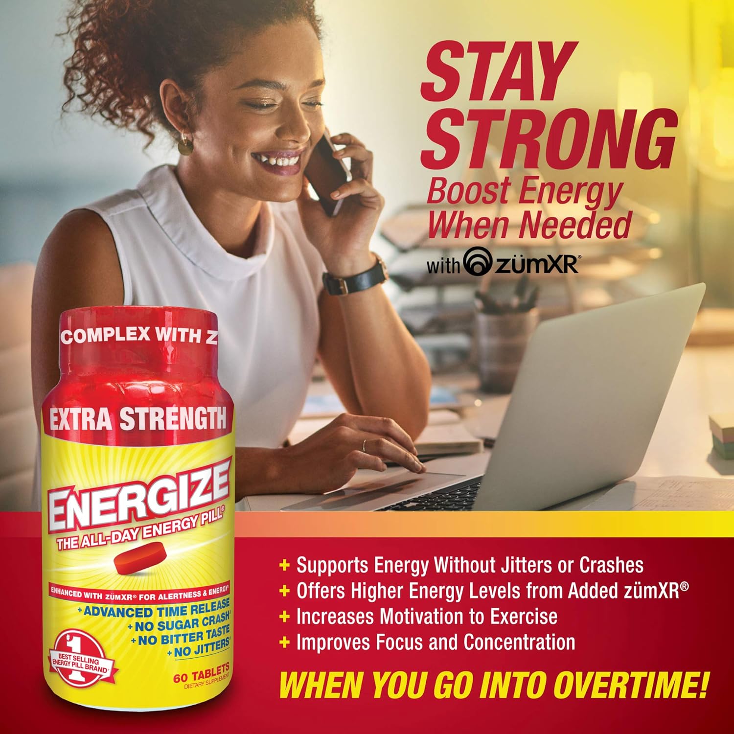 iSatori Energize Extra Strength Caffeine Pills - Fast Acting Long-Lasting Energy Pill - Extended-Release Caffeine - Improved Alertness and Clarity - All Day Energy, No Jitters, No Crash (60 Tablets): Health & Personal Care