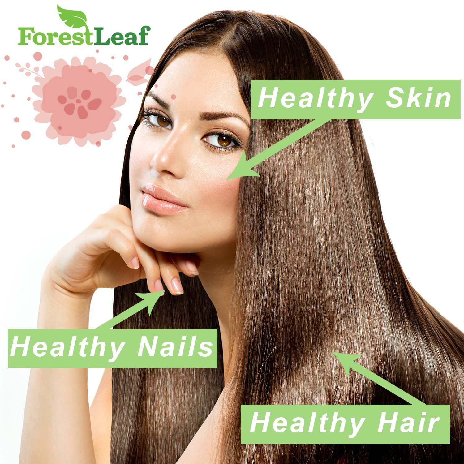 Hair Skin and Nails Supplement For Men and Women - All Natural Biotin, Keratin, Bamboo Regrowth Formula For All Hair Types - 60 Vegetarian Capsules – By Forestleaf