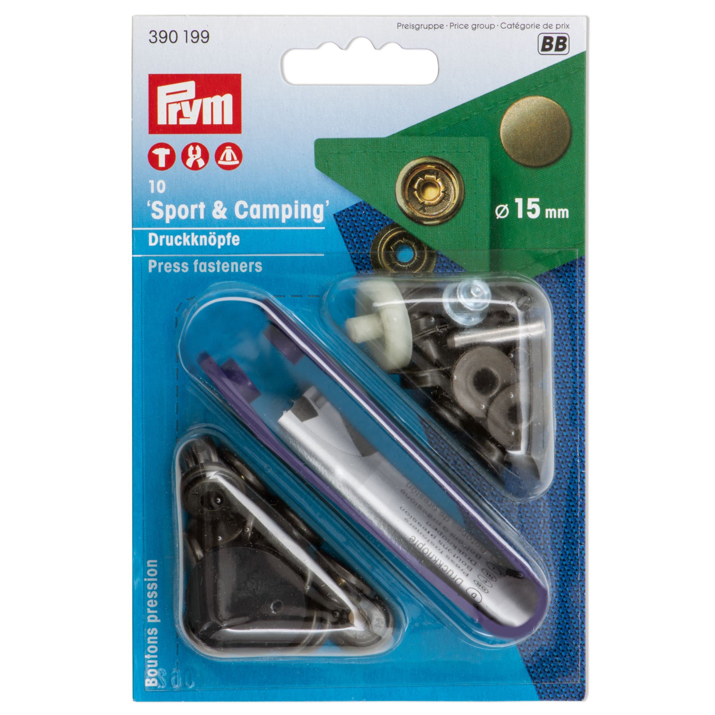 Prym - Sport and Camping Brass (15mm) Non-Sew Press Fasteners - 1 Unit