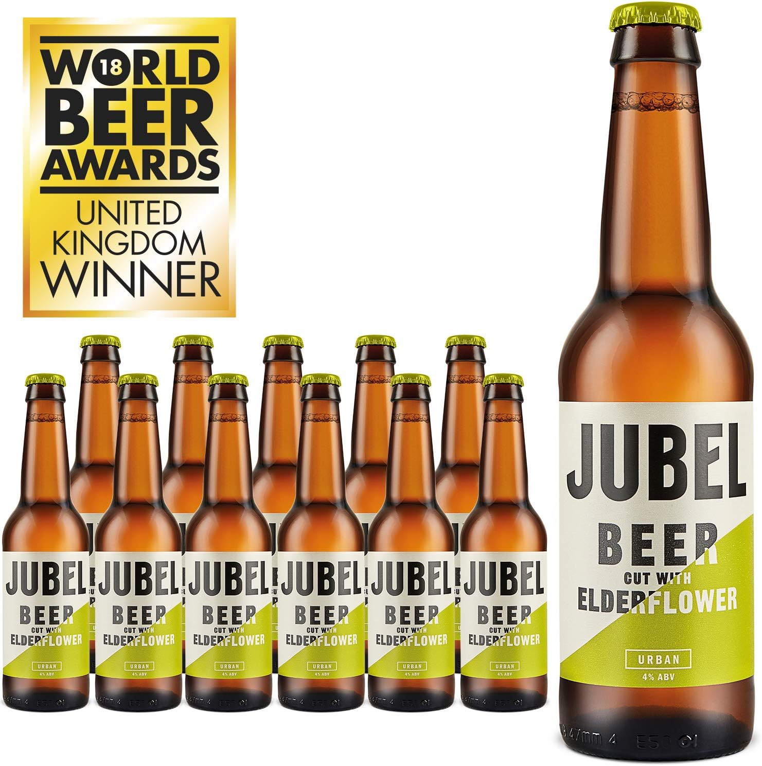 JubelElderflower Beer (12x330ml) | Award Winning Gluten Free Beer | Vegan/Low Calorie/Low Sugar | Dangerously Refreshing Fruit Beer | Sociable 4% ABV | Voted UK's Best Fruit Beer | B Corp Certified