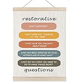 HUGANE Mental Health Wall Art Poster Hanger Frame, Restorative Question Mental Health Canvas Pictures Prints Hanging Wall Decor for Therapy Psychologist Counselor Calming Office, 12x16 Inch