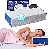 Cube Pillow for Side Sleepers – Adjustable Height 4–5" – Cooling Memory Foam – Cervical Pillow for Neck & Shoulder Pain Relief – Rectangular Pillow with Washable Ventilated Cover & Sleeping Mask