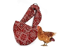 Hen Holster Bikini Diaper, Bird Diaper & Harness for Hens, Roosters, Ducks - with Removable Vinyl Liner, Adjustable Fit for Outdoor Adventures & Indoor Use - Easy to wear - S/M, Red Bandana