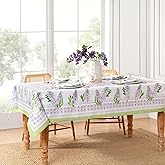 Elrene Home Fashions Lilac Garden Floral Spring/Summer Wrinkle Resistant Dining Tablecloth, 60"x120" Rectangle
