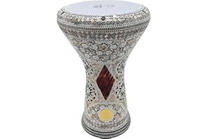 New! Gawharet El Fan Classic 17" Mother of Pearl Darbuka Drum Percussion (Brown Star)