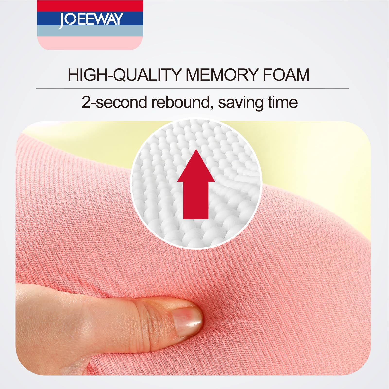 Joeeway Travel Pillow for Neck Support,Comfortable Travel Neck Pillow with Adjustable Strap,100% Pure Memory Foam Airplane Pillow,for Long Flight,Train,Pink