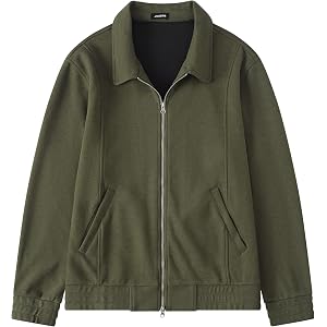 JMIERR Mens Stretch Bomber Jacket Casual Zip Up Outerwear | Stretch fit, soft handfeel, ribbed cuffs and hem, casual zip up,