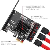 MZHOU PCIe SATA Expansion Card 6 Ports ASM1166 6Gbps Low Profile view 2