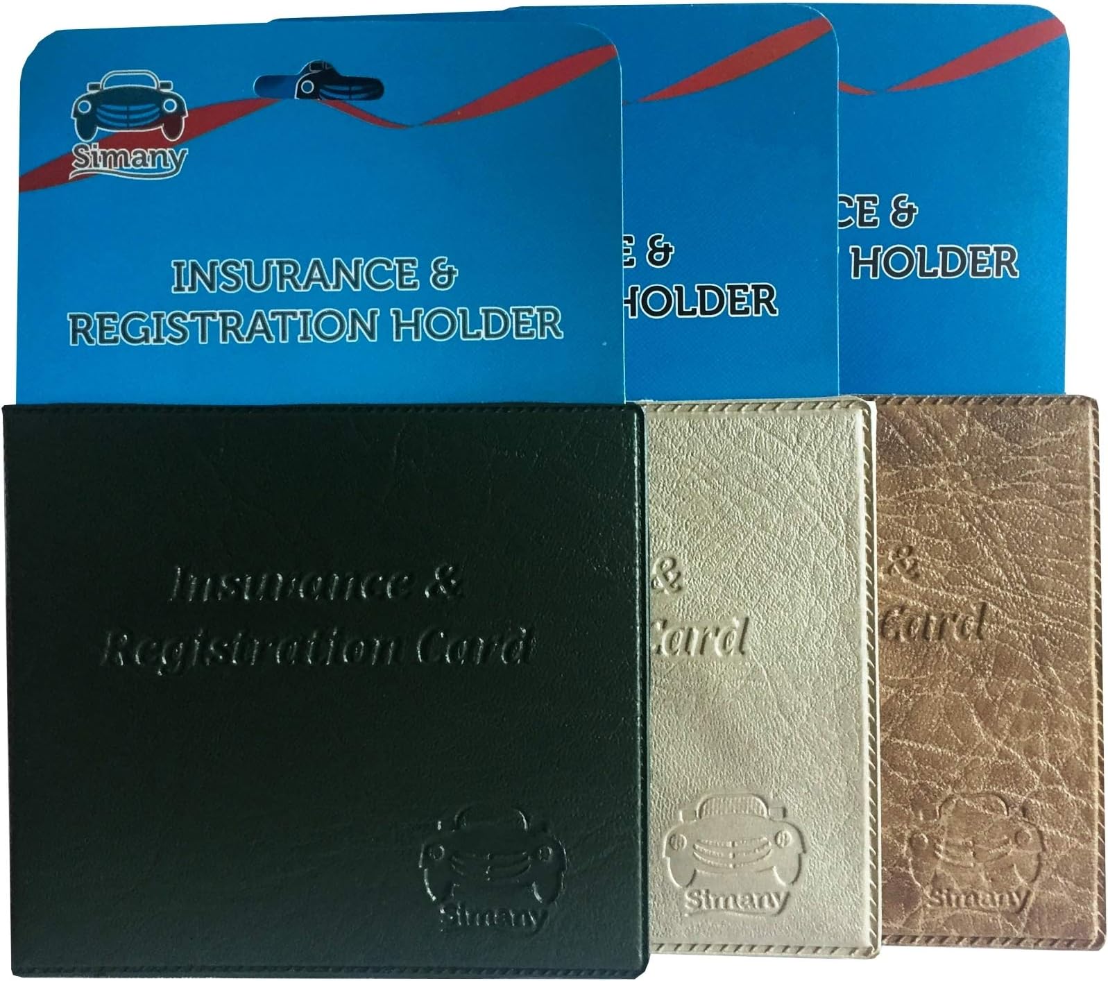 Set of 3 AUTO CAR TRUCK INSURANCE REGISTRATION CARD HOLDER 5.25" x 4.6" Faux~Leather agt