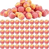 AceOrbit 60 Pcs Mini Artificial Peach Decorations Foam Peach Lifelike | Faux Peach, Fake Fruit Small Simulation, for Home Birthday Party Cabinet Table Festival Kitchen Harvest Photo Prop(1.38 Inch)