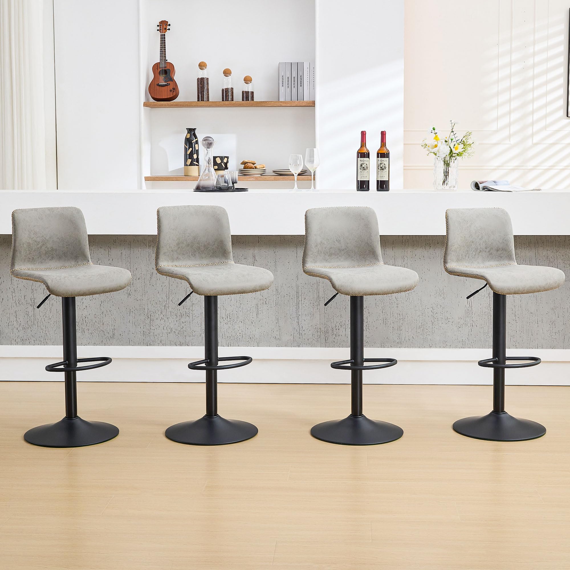 HeuGah Swivel Bar Stools Set of 4, Counter Height