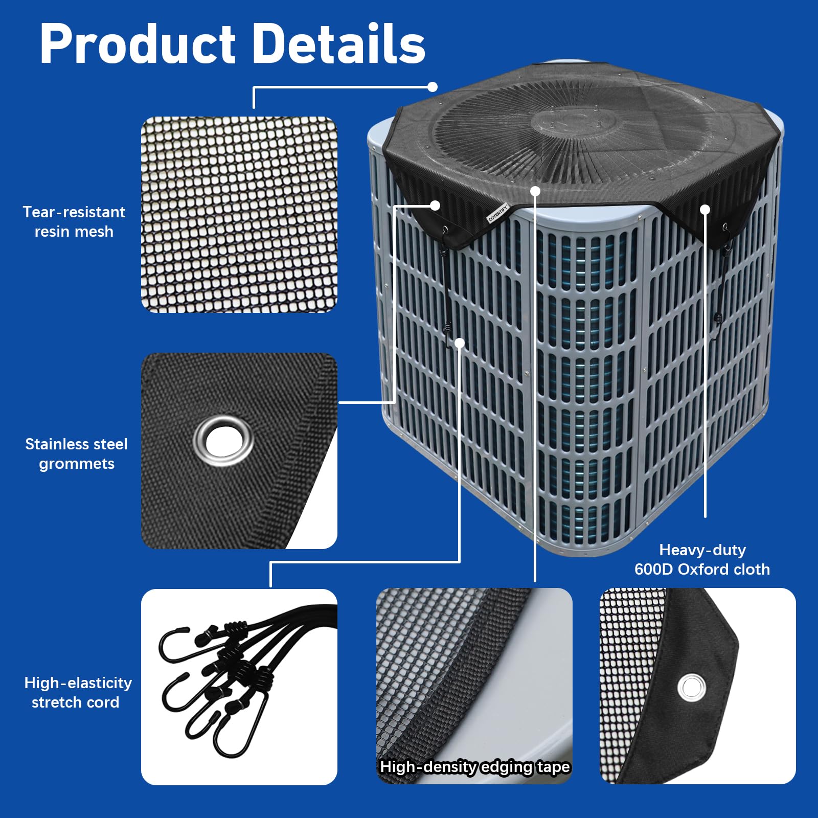 Central Air Conditioner Covers for Outside 36'' X 36'', Mesh AC Covers for Outside Unit, Breathable AC Conditioning Condenser Compressor Cover - Top Universal Defener for All Season