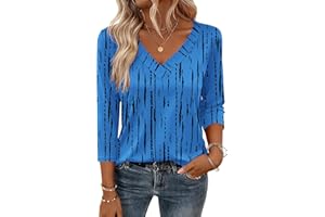 Zeagoo Women 3/4 Sleeve Tops Dressy Casual V Neck Tshirts Basics Tee 2025 Fall Trendy Clothes