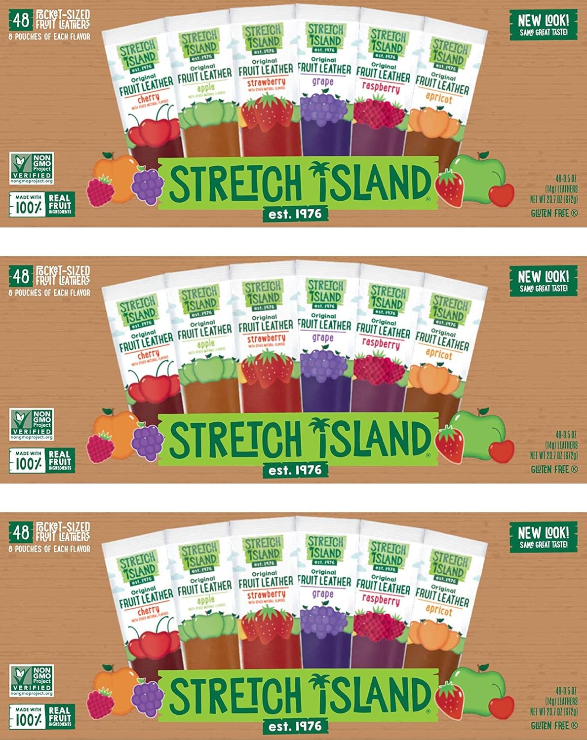 Stretch Island Fruit Leather Snacks Variety Pack, 0.5 Ounce, Pack of 48, -3 Pack