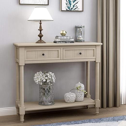 Amazon Com Wood Console Sofa Table With Drawer And Bottom Shelf