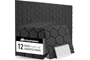 KUCHOOW Acoustic Foam 12 Pack Sound Proof Foam Panels for Walls 1"X 12" X 12" Acoustic Panels Sound Absorbing Acoustic Panel Noise Cancelling Wall Panels Sound Proof Panels for Walls Podcast Studio Equipment