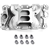 JGhyperX 2026 7501 52026 SBC Intake Manifold Dual Plane Air-Gap Silver | Compatible with Chevy Small Block 262-400 SBC 305 350 V8 1955-1986 1,500-6,500 RPM