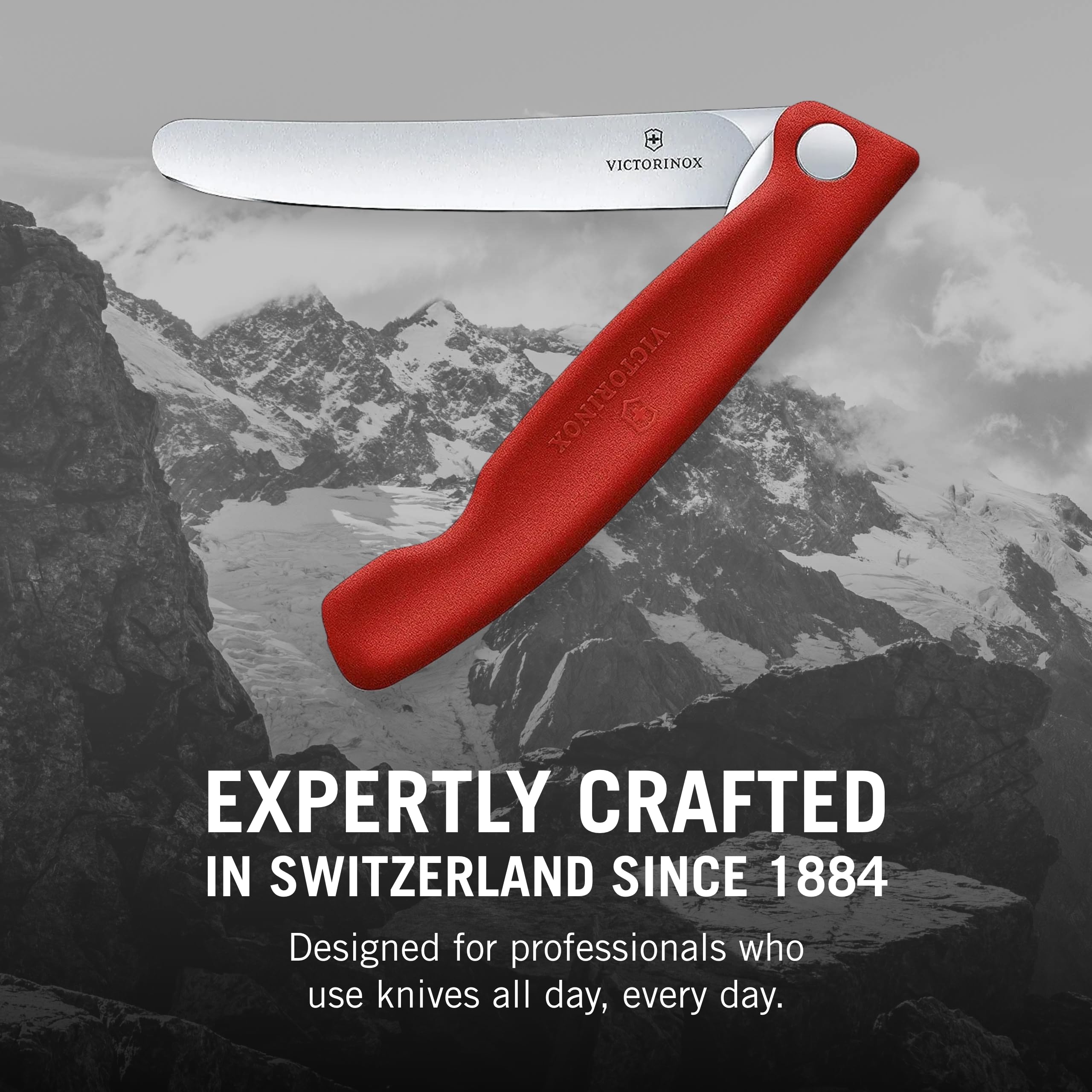 Victorinox Swiss Classic Faltbares Gemüsemesser, Für Picknick, Camping, Extra Scharfe Klinge, Gerader Schliff, Rot 7
