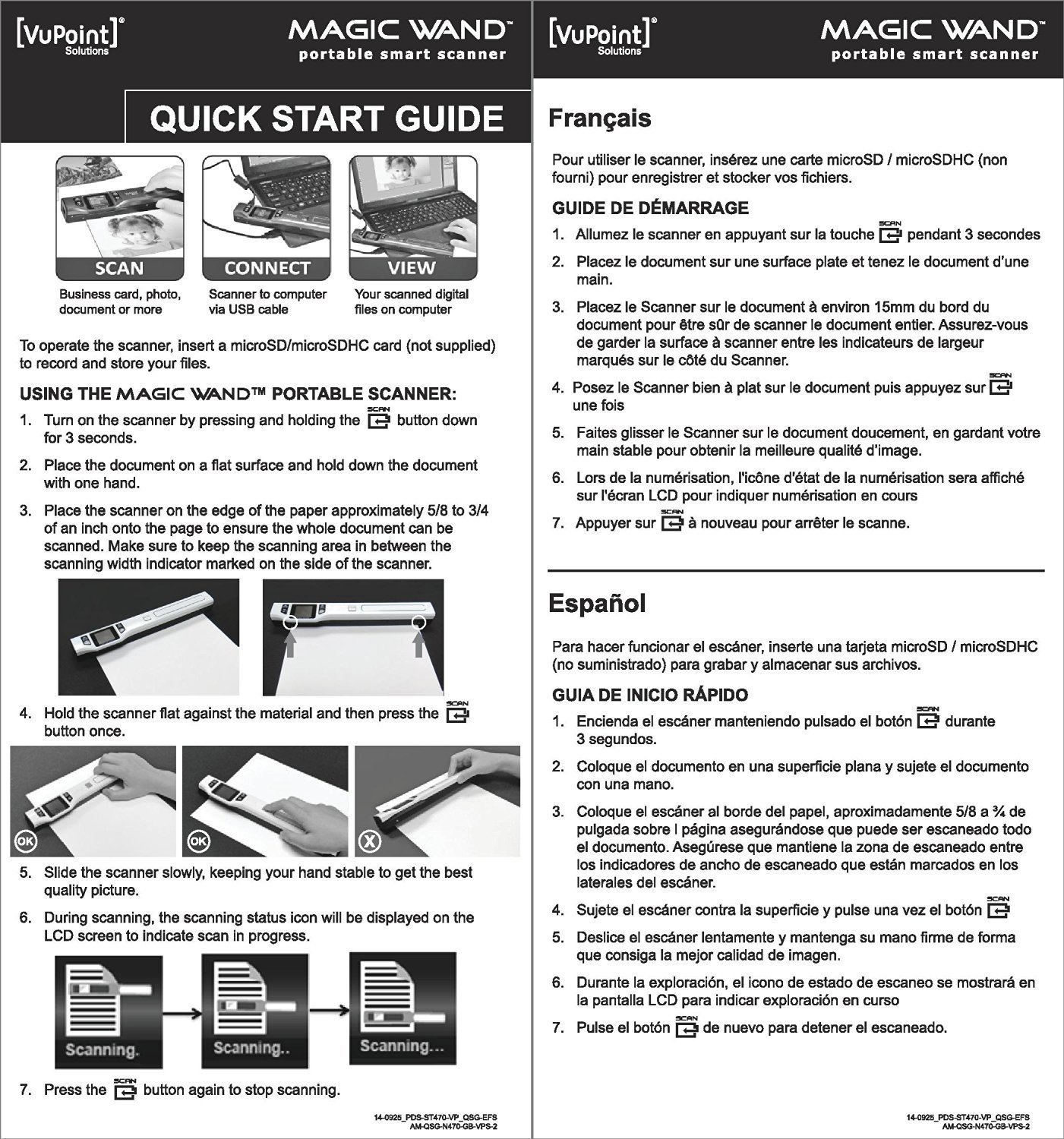 Vupoint Magic Wand Document/Photo 2-in-1 Portable Scanner & Auto-Feed Dock, 1.5 Preview LCD with 1200 DPI, Rechargeable Battery (PDSDK-ST470PU-VP)