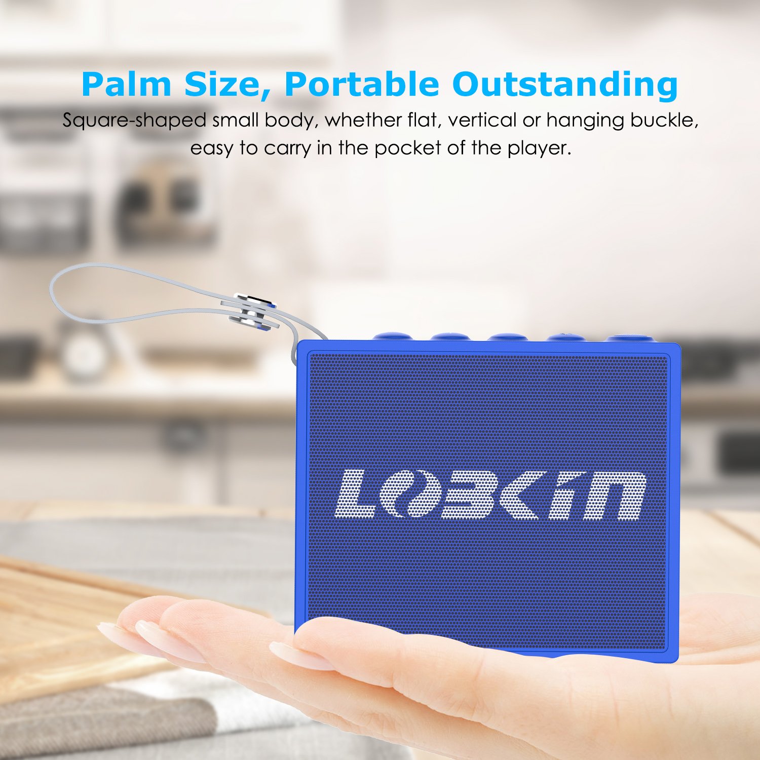 LOBKIN Portable Wireless Bluetooth Speaker with 5W Audio Driver,IPX6 Water Resistant Outdoor Bluetooth V4.1 HiFi Speaker with Enhanced Bass,8 Hours Playing Time,for Outdoor& Indoor (Blue)