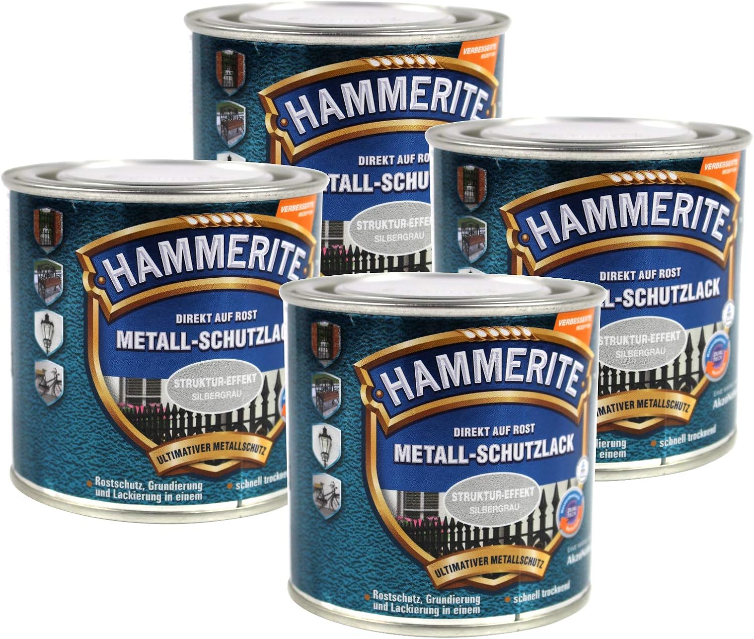 Hammerite Metallschutzlack 1l / 4x 250ml / Viele Farbtöne zur Auswahl